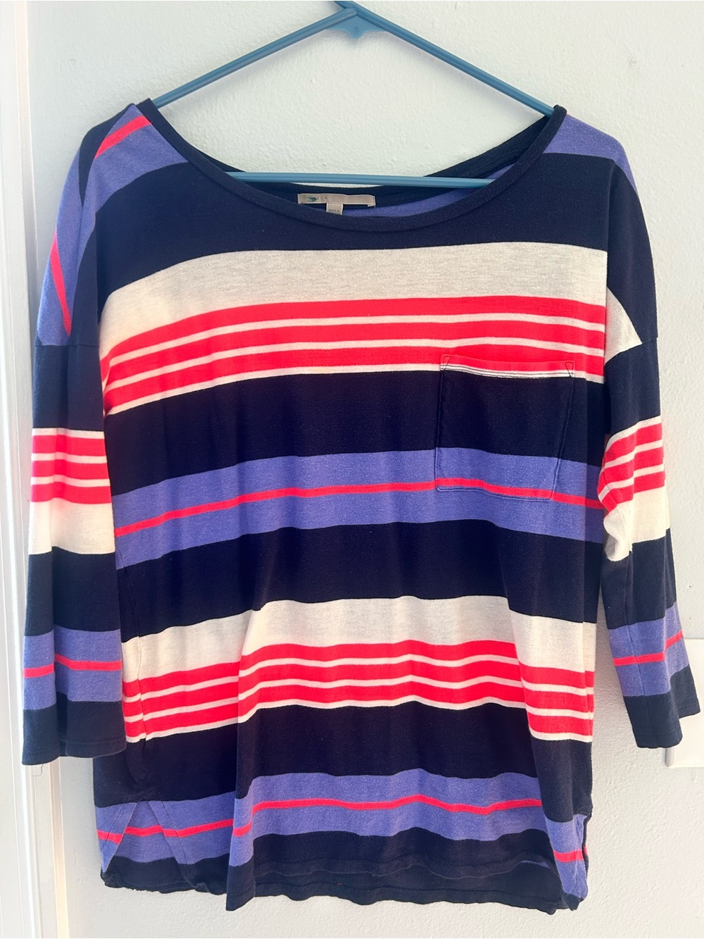 GAP Navy, Red & Purple Striped Long Sleeve Top